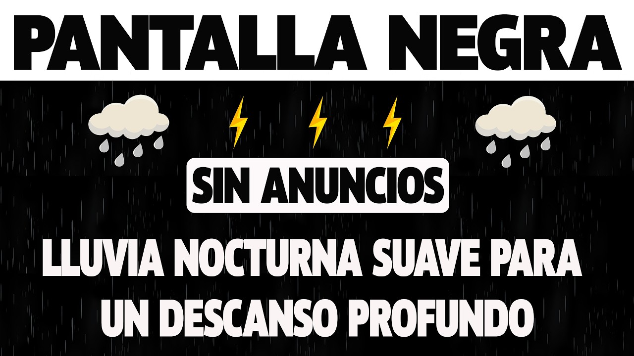 Pantalla Negra | Tormenta de Lluvia Relajante con Truenos Distantes para Dormir
