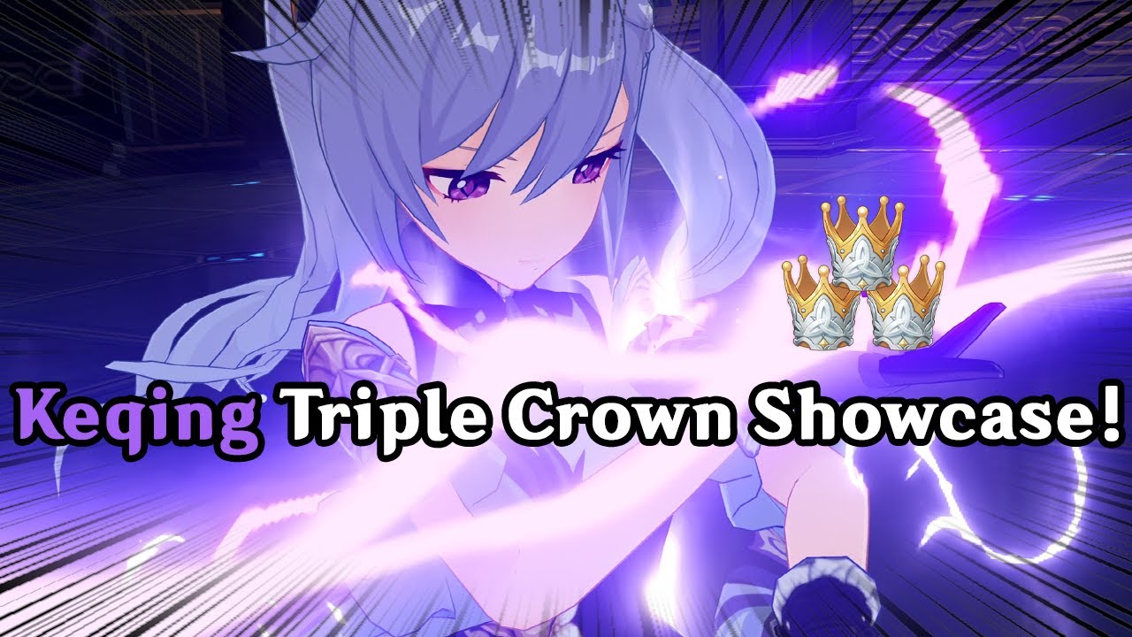 Electro Queen Keqing Triple Crown Showcase in Floor 12 Abyss w/ No Offensive Cards | GENSHIN IMPACT
