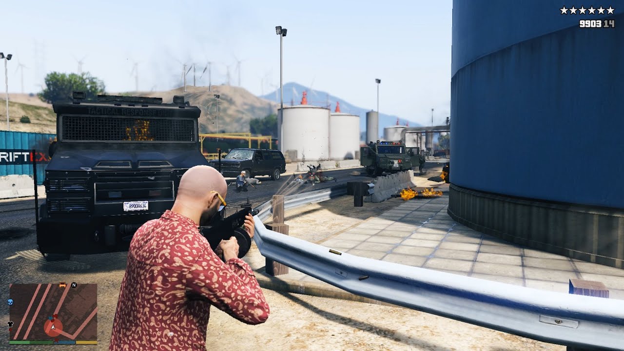 GTA V Palmer-Taylor Power Station Shootout + 10 Star Police Chase Escape(RDE 4.0.1)