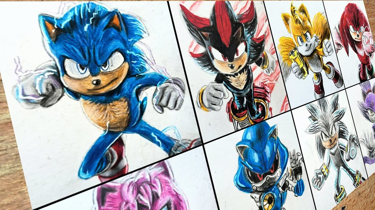 Drawing SONIC MOVIE characters in 30 min Compilation | Sonic 3