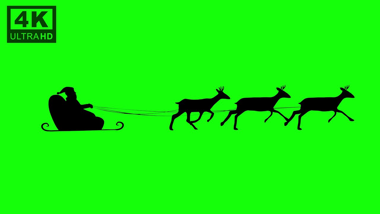 Santa & Deer Cart Flying Animation | Green Screen | Christmas | 4K | VFX