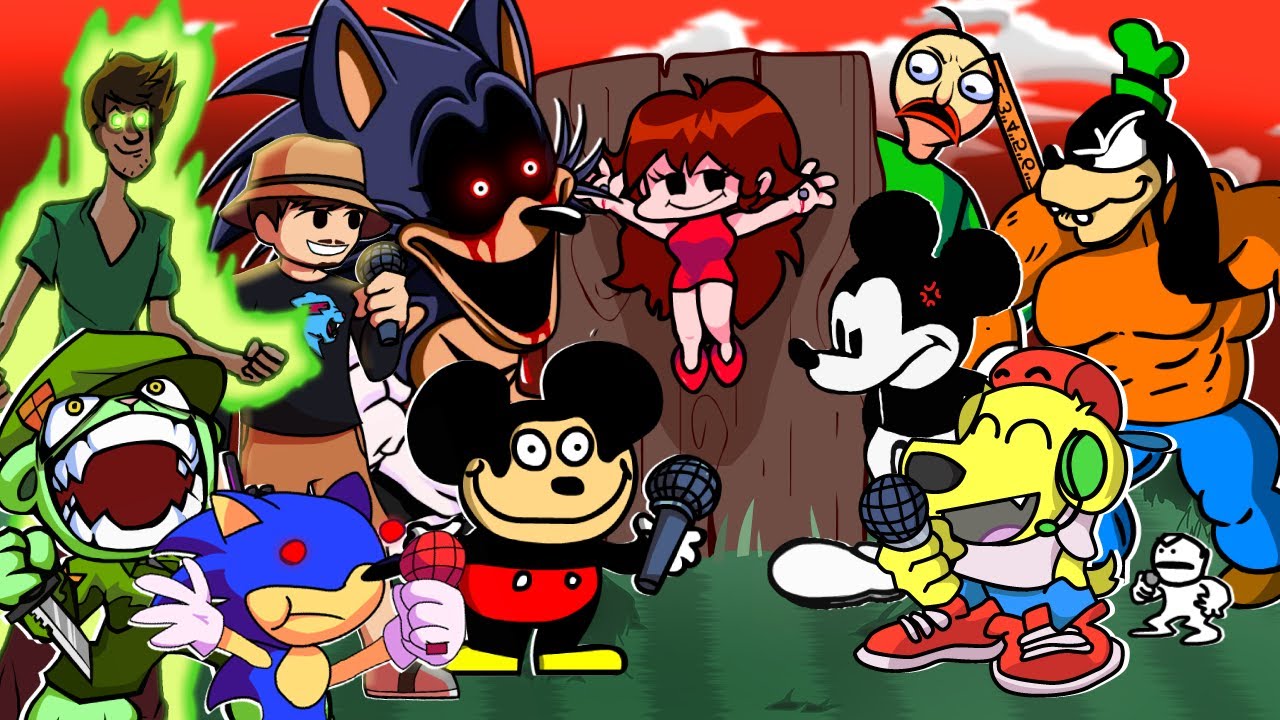 Friday Night Funkin, но ВСЕ ЕГО ПОЁТ (Mokey, Sonic.EXE, Mickey, Mr Beast) Модификации FNF 120