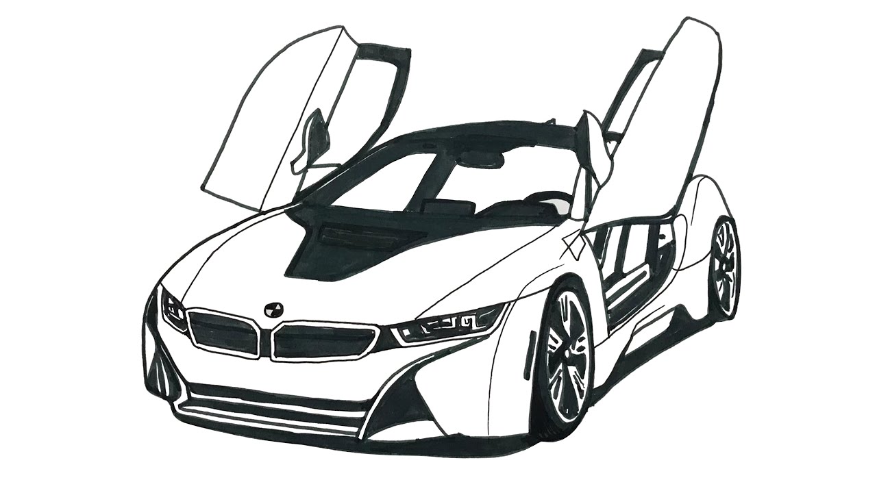 How to draw a Bmw i8 drawing step by step - Bmw i8 kolay araba çizimi - Çizim Mektbi [2021]