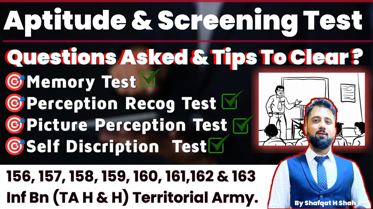 Aptitude & Screening Test For Territorial Army | Questions Asked In & Tips To Clear | By S H Shah