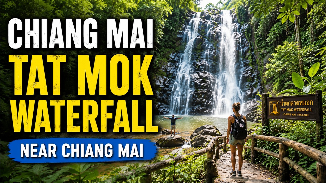 Tat Mok Waterfall near Chiang Mai - น้ำตกตาดหมอก [4K, no commentary]