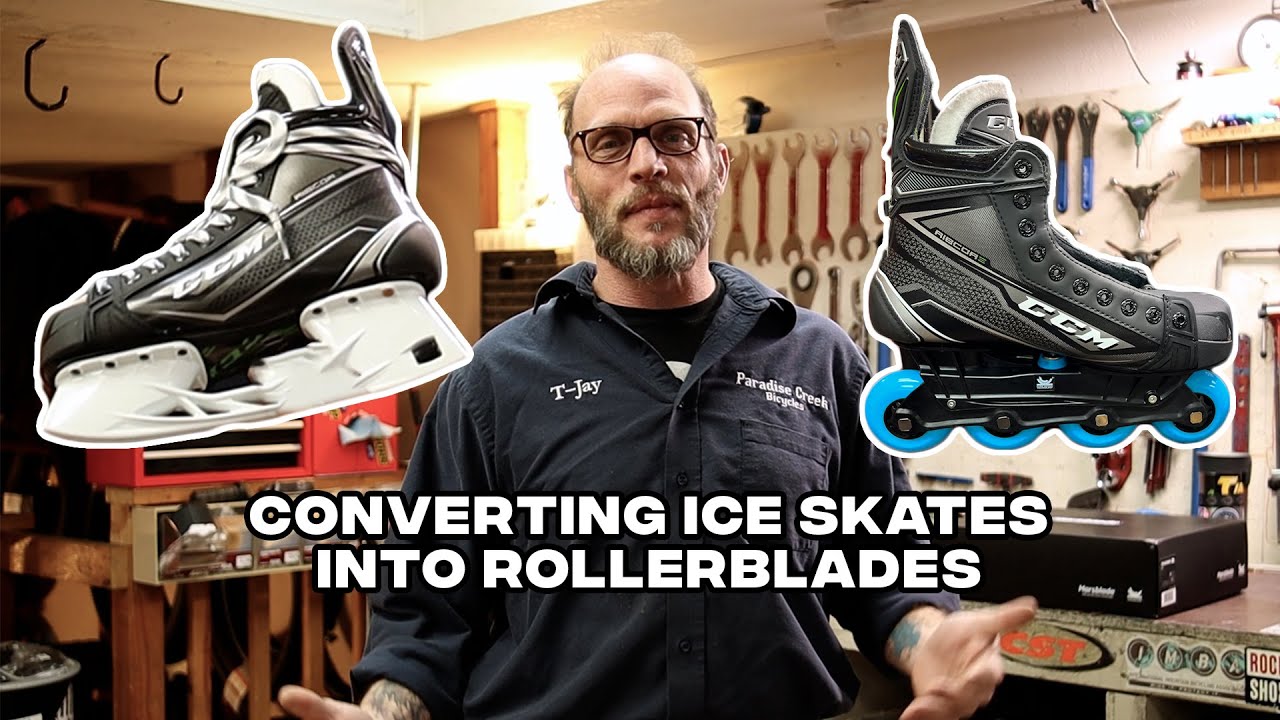Converting ICE SKATES into ROLLERBLADES