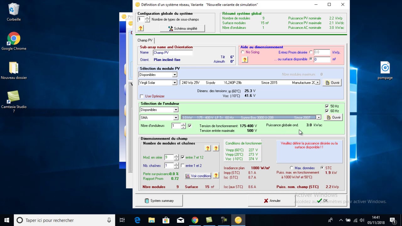PVSYST SYSTEME CONNECTE RESEAU 1 (ON GRID)