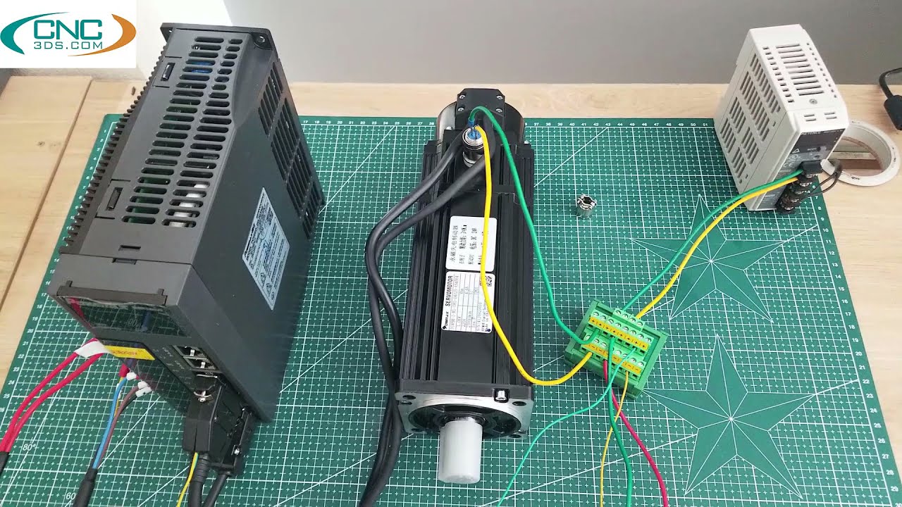 Hướng dẫn kết nối động cơ AC servo 1Kw Mặt bích 80mm Powmax có phanh từ  - CNC3DS