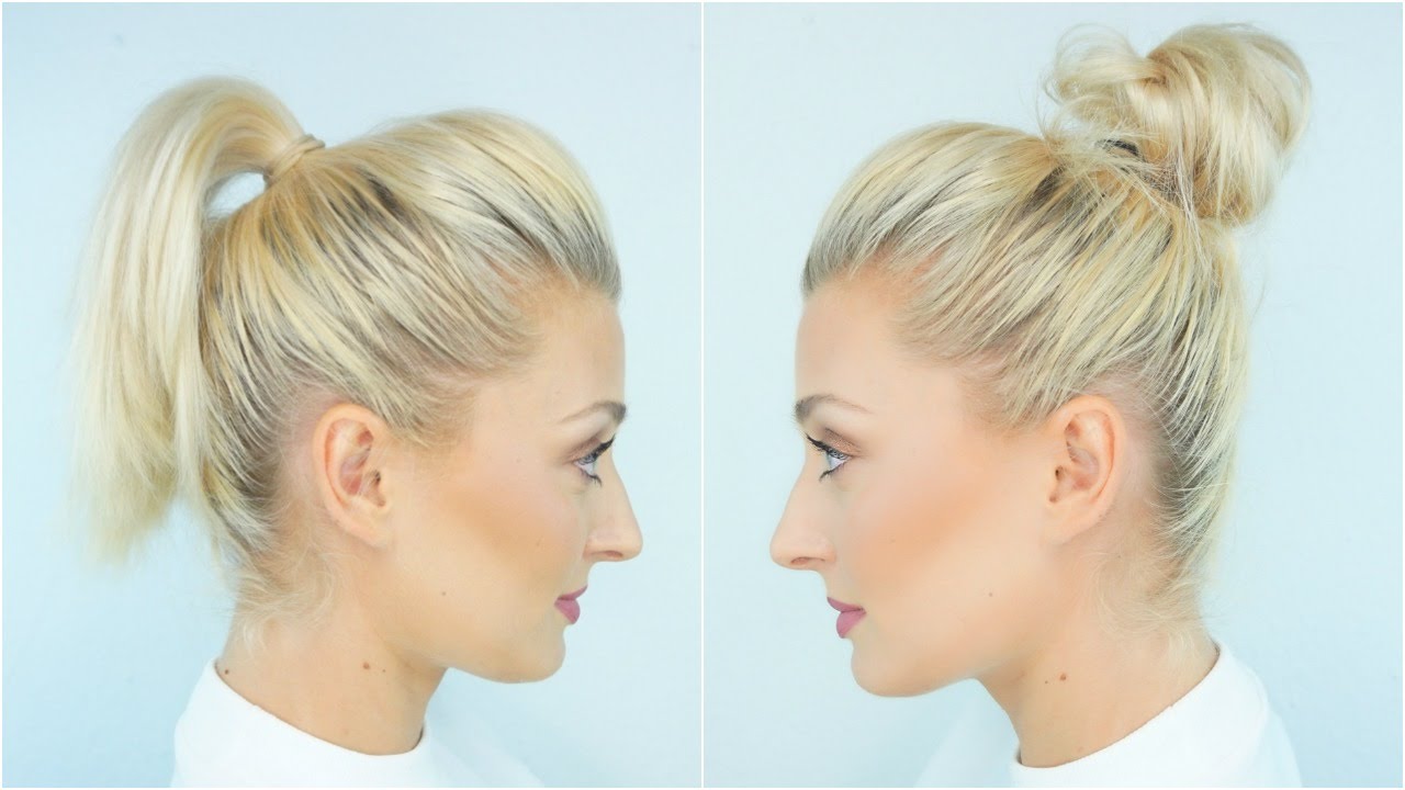 Hoher Pferdeschwanz und MessyBun, mittellange Haare | OlesjasWelt