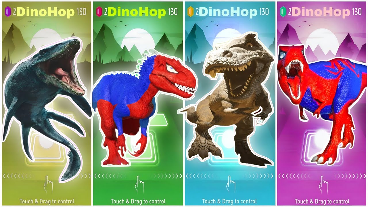 JurassicWorld Mosasaurus🆚The Indoraptor🆚The Tyranosaurus🆚The T-rex Spider Coffin Dance Song Tileshop