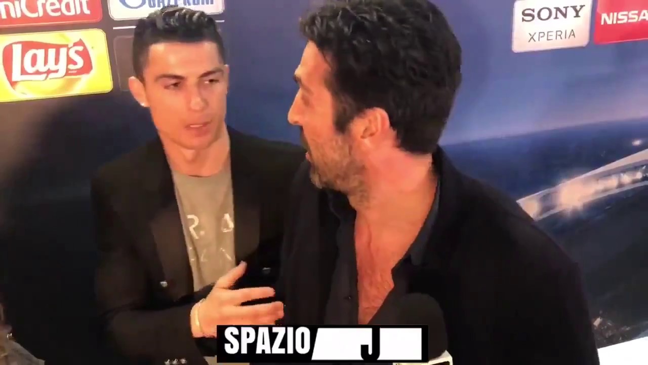 Cristiano Ronaldo interrupts Gianluigi Buffon interview    to hug him