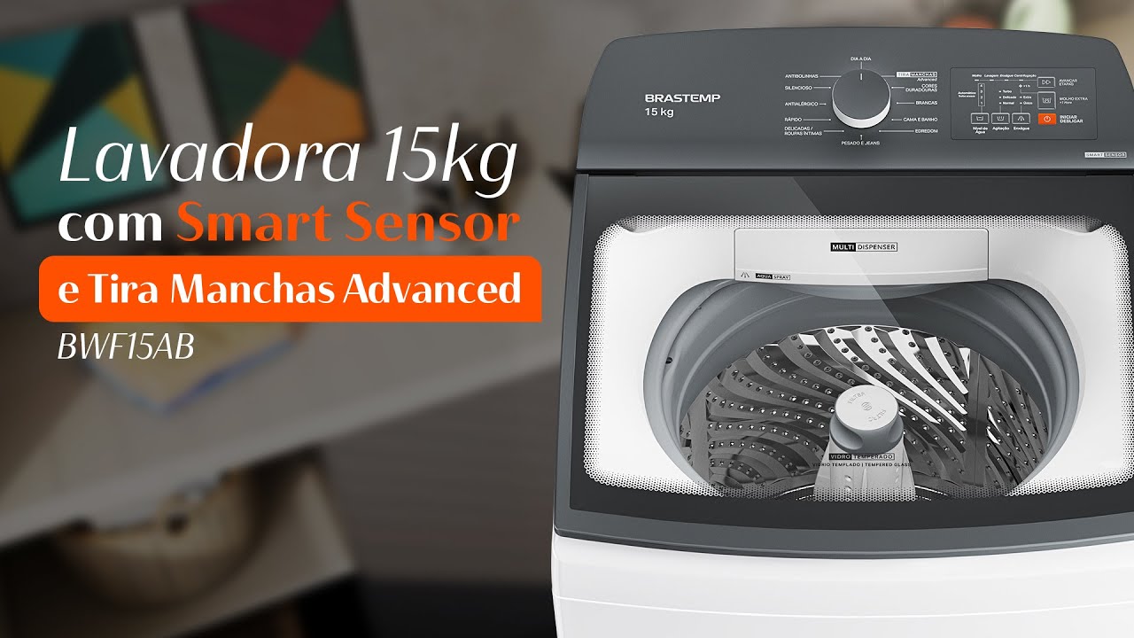 Comercial Brastemp - Lavadora 15kg BWF15AB com Smart Sensor e Tira Manchas Advanced