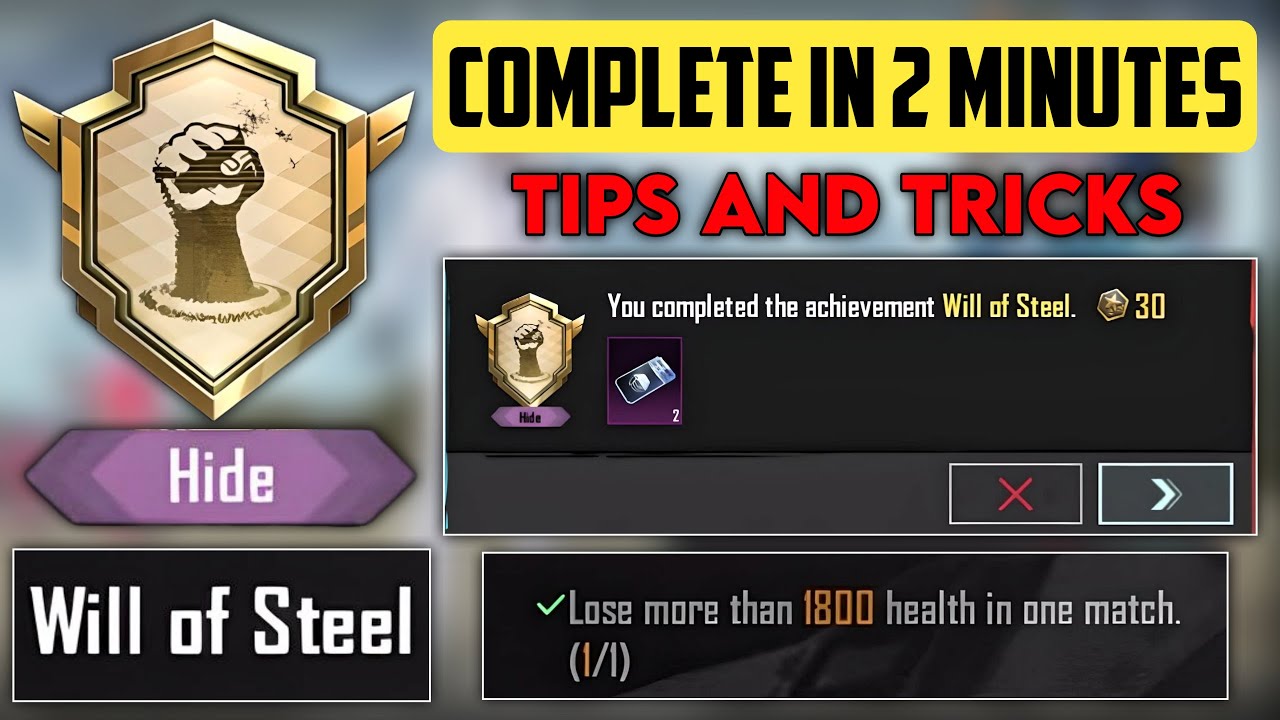 Will Of SteeL - New Hidden Achievement BGMI & PUBG/How to complete will of steel achievement easily