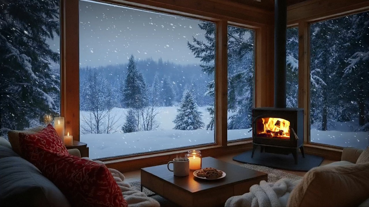 Relaxing Smooth Jazz Piano 🎷 Cozy Winter Fireplace Ambience for Work, Study & Sleep
