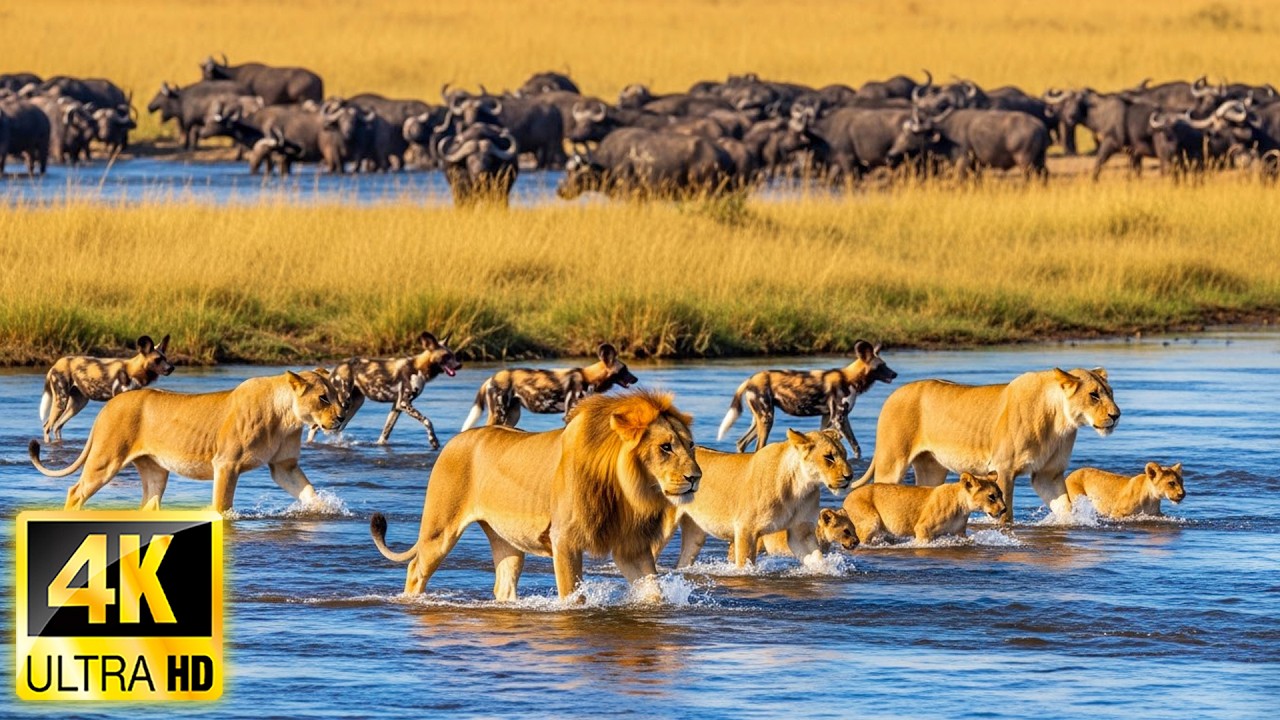 Wildlife Wonders 4K: Scenic Animal Moments of Okavango Delta Area, Botswana, Africa - Relaxing Music