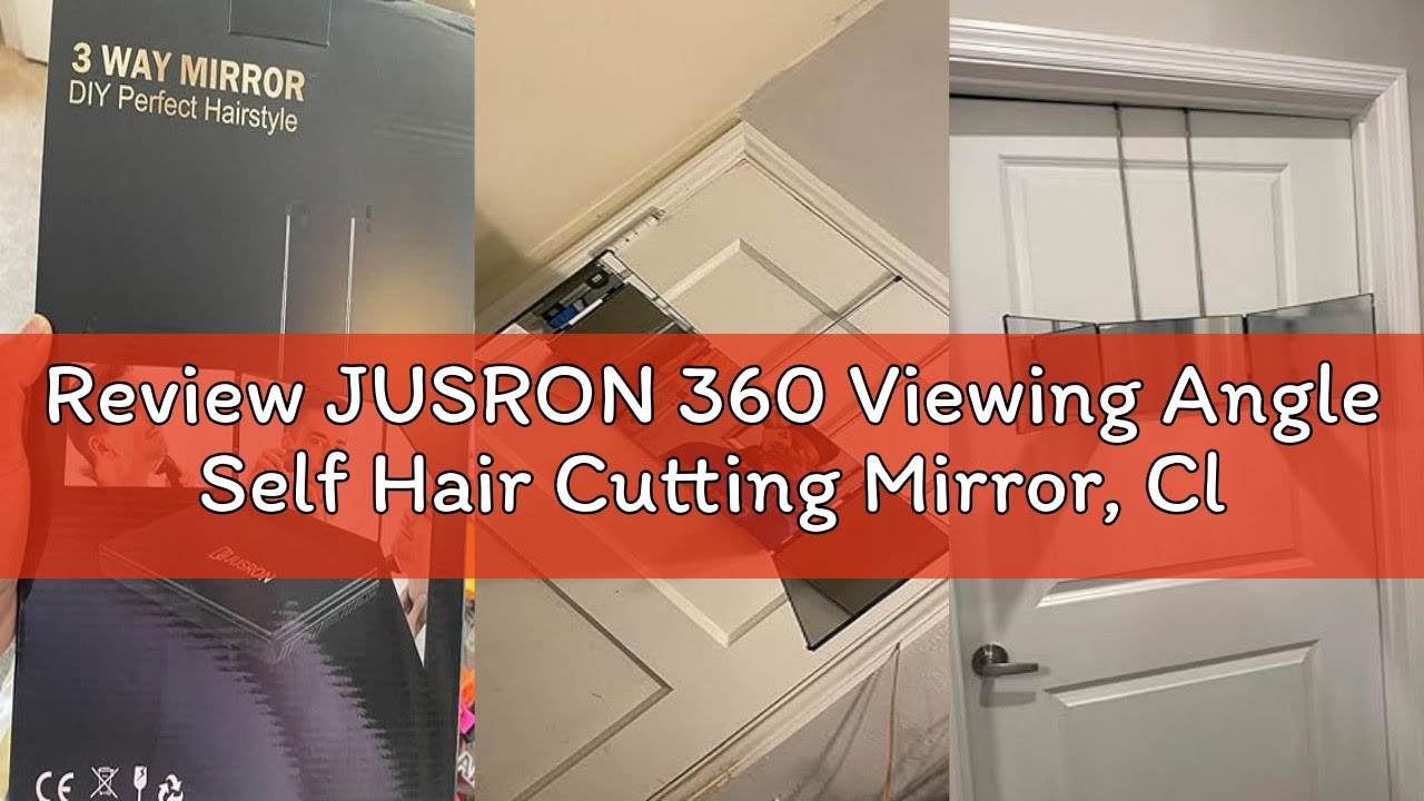 Review JUSRON 360 Viewing Angle Self Hair Cutting Mirror, Clear Anti-Fog HD Glass (Black Without LED