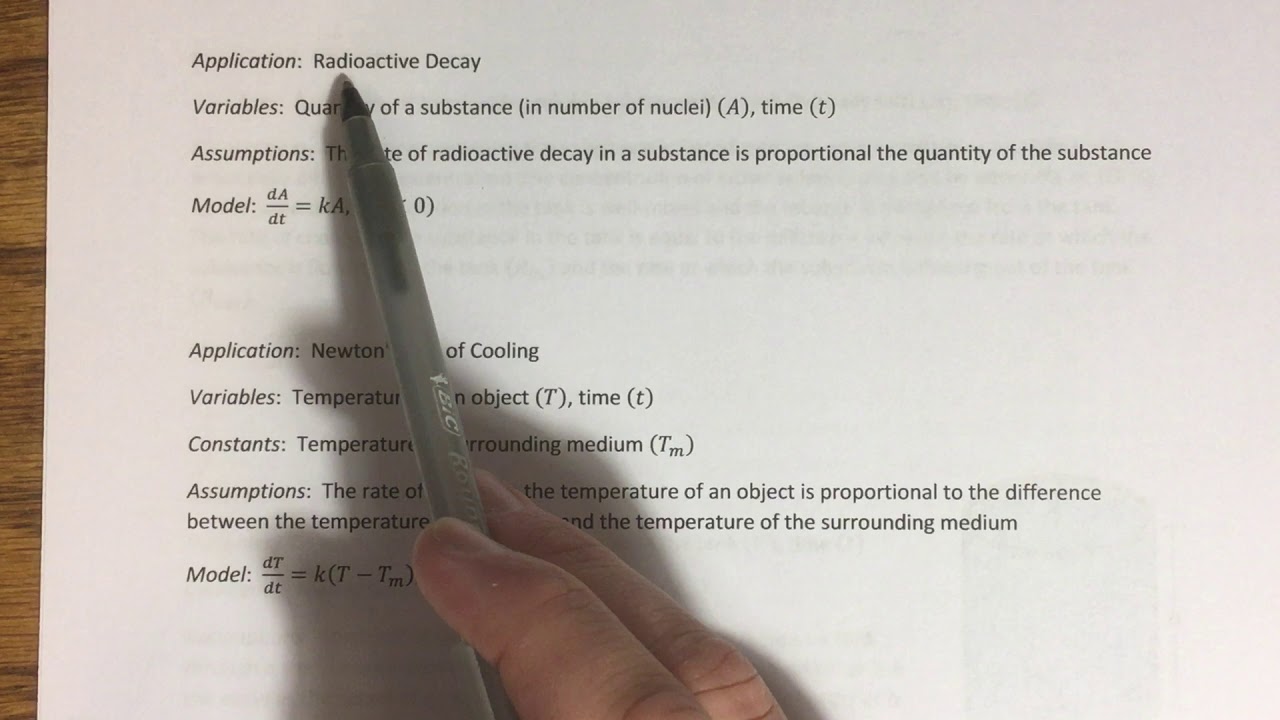 1.3 - Differential Equations as Mathematical Models (Part 1)