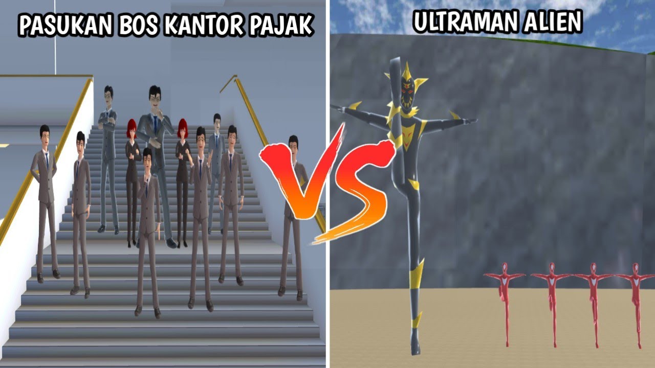 EXPERIMEN TAWURAN PASUKAN BOS KANTOR PAJAK VS ULTRAMAN ALIEN!! - SAKURA SCHOOL SIMULATOR