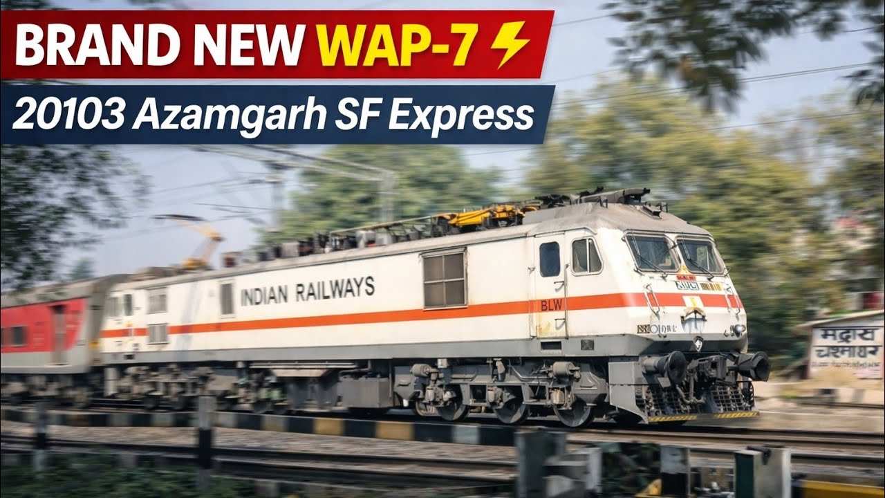 20103 Azamgarh Superfast Express with Brand New WAP-7 | Railway Crossing | Indian Railways