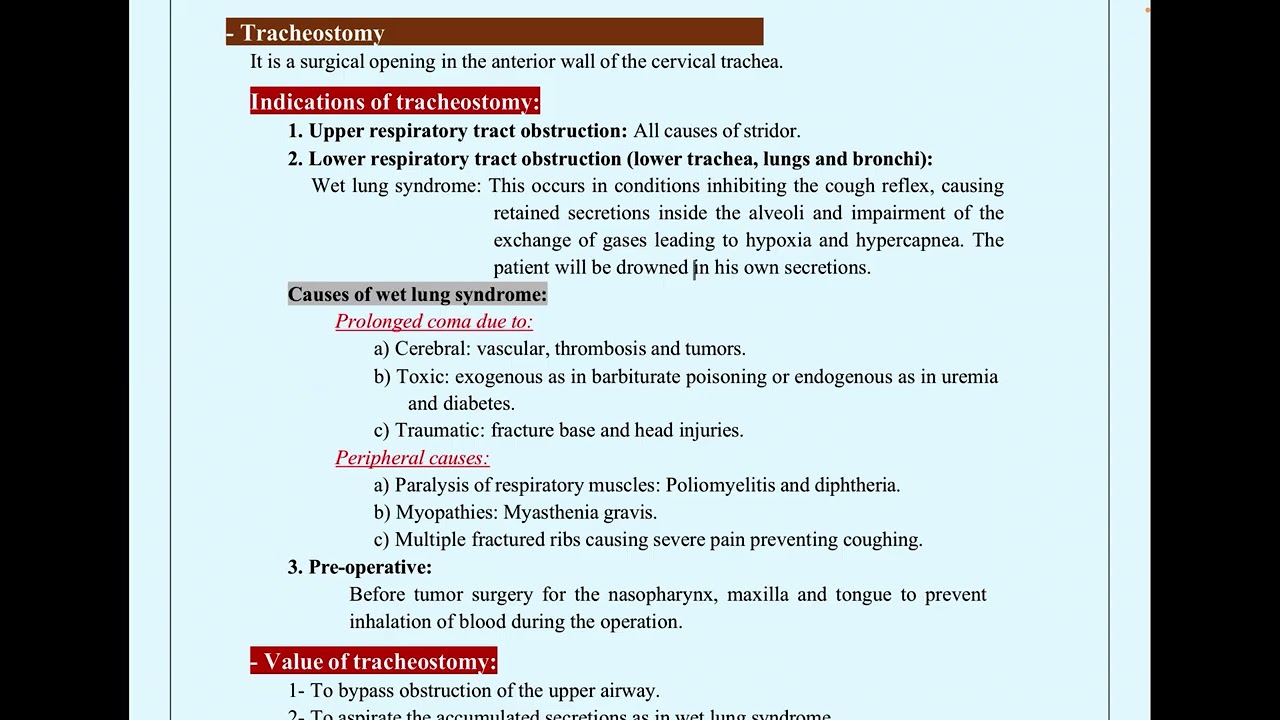 Indications of tracheostomy 