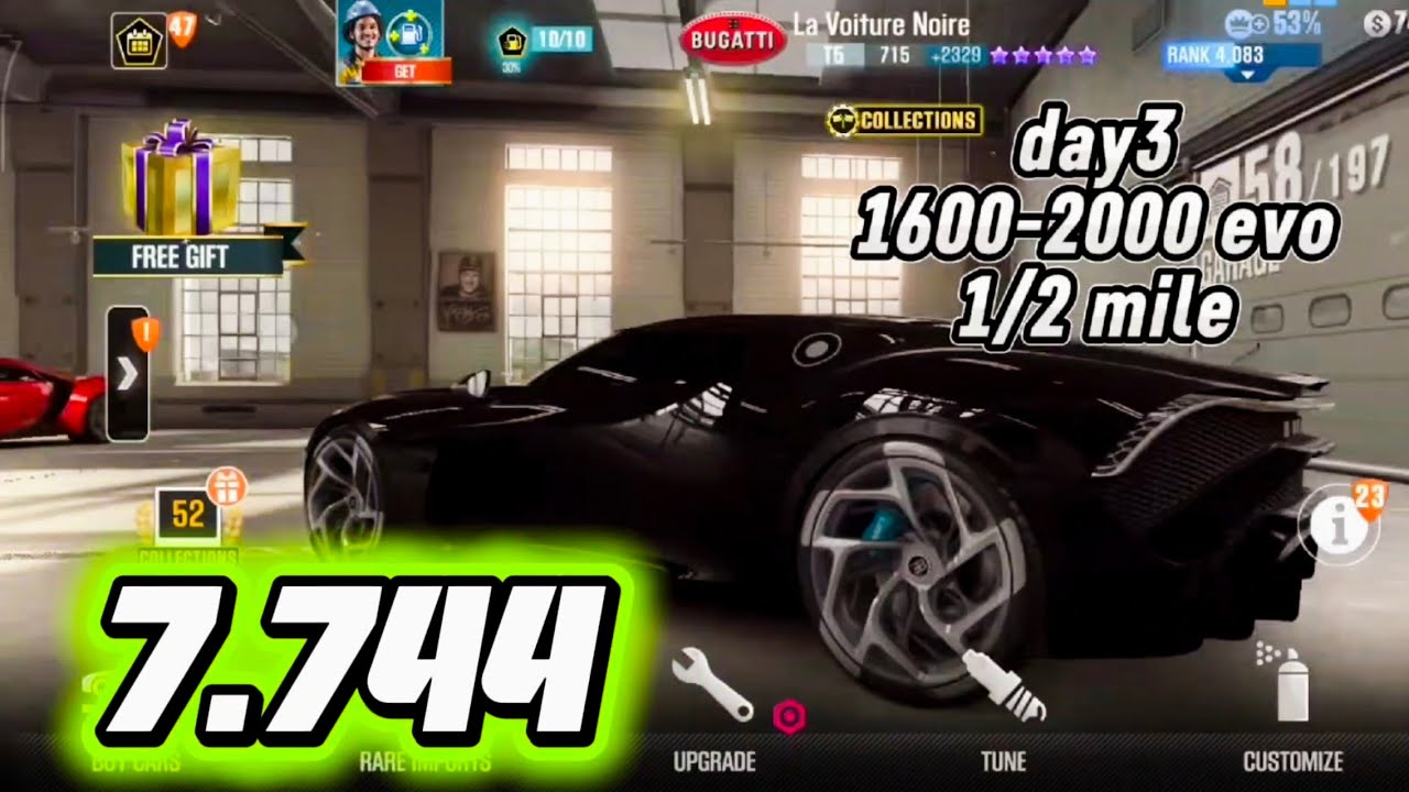 CSR2 La Voiture Noire - 7.744 | 1600-2K evo | DAY3 TOURNAMENT