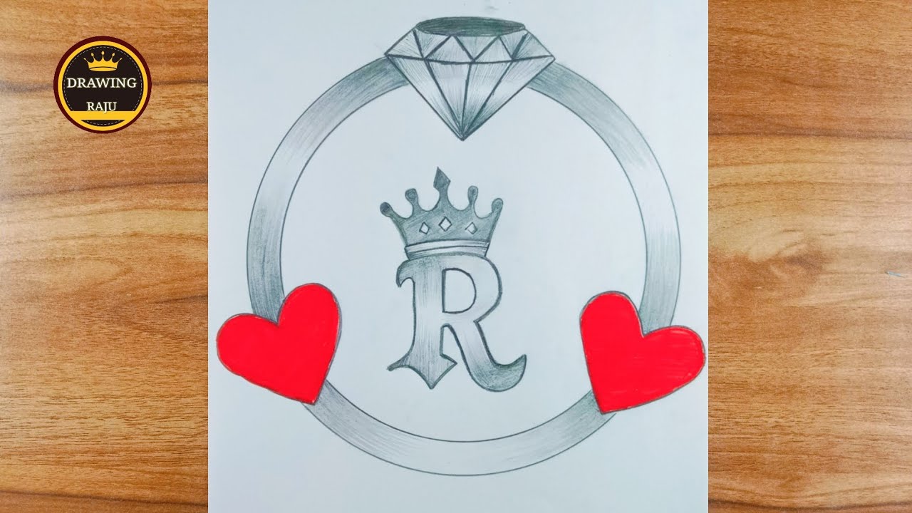 The most viral R letter circle drawing with pencil ||best drawing of R letter making step by step 