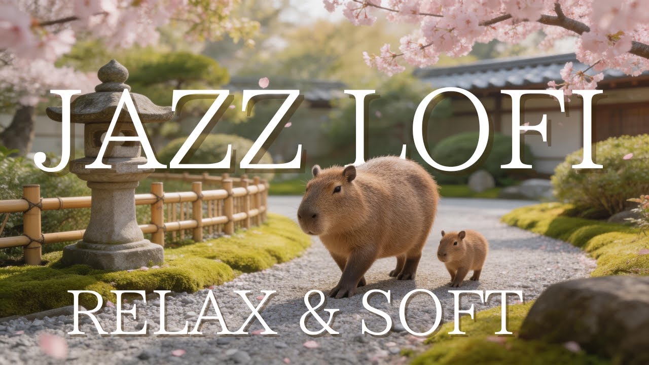 [LoFi Chill]Capybara Mama & BB Under Cherry Blossoms ☁️ 8-Hour Lofi for Calm & Healing | Spring Stud