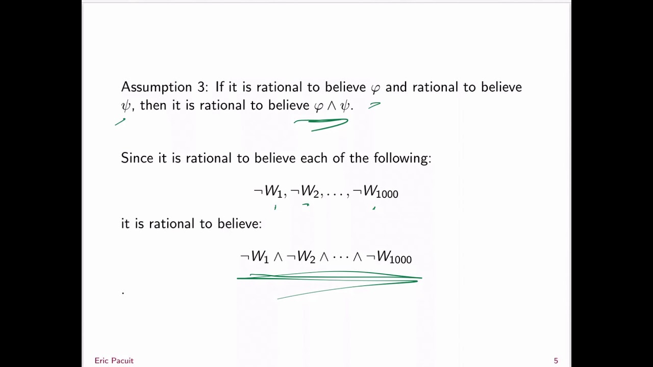Week 14, lecture 4 - The Lottery Paradox