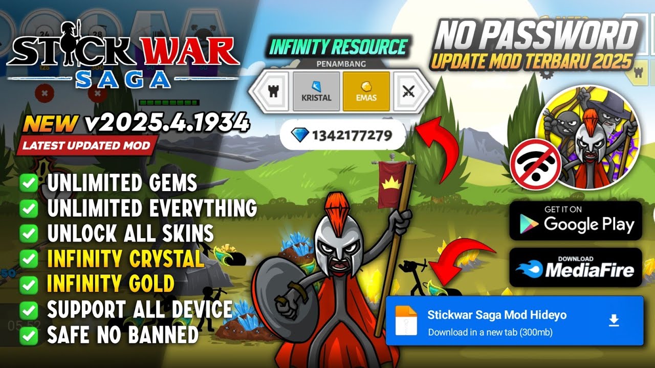 Stick War Saga Mod Apk Versi 2025.4.1934 Terbaru Unlimited Money Free Shopping