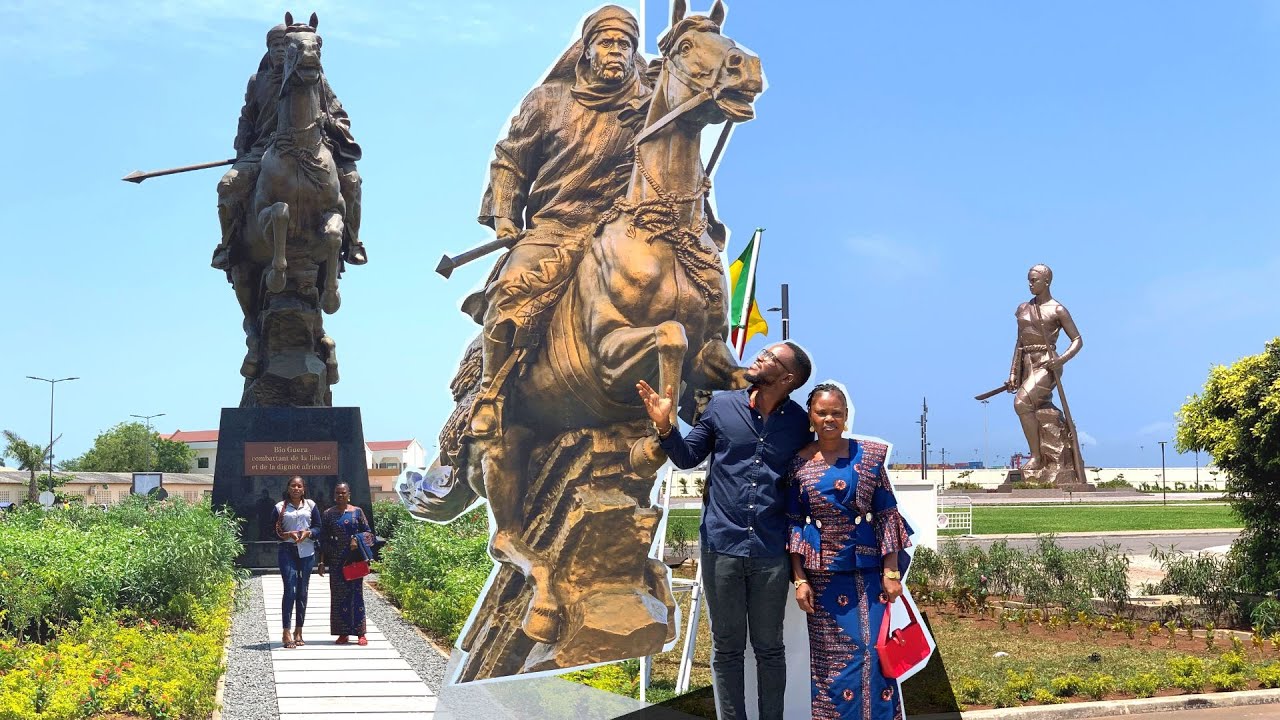 Urbanization of Cotonou, Airport and Avenue de la Marina. Bio Guera monument and Monument Amazone