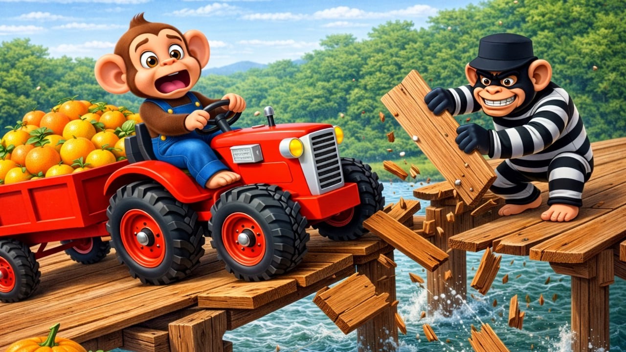Monkey in Danger! Thief Breaks the Bridge!😱🚜 | Farm Work
