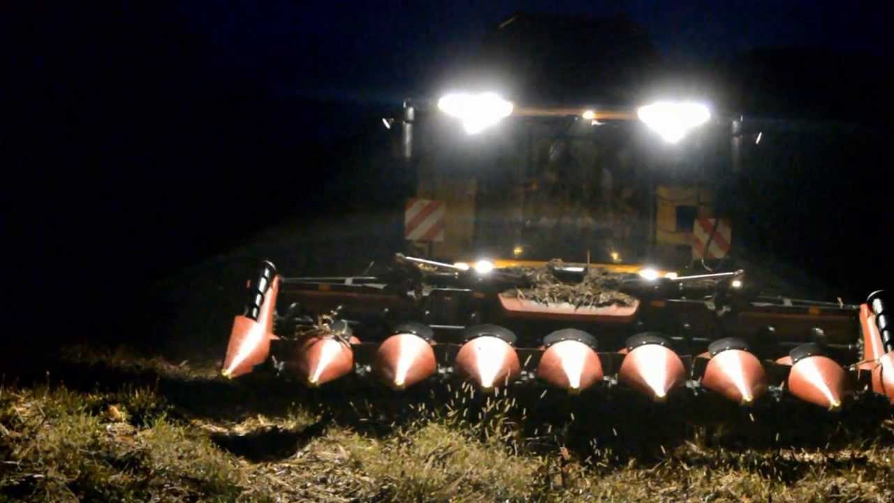 Corn harvest in wet conditions day and night  in France 2013