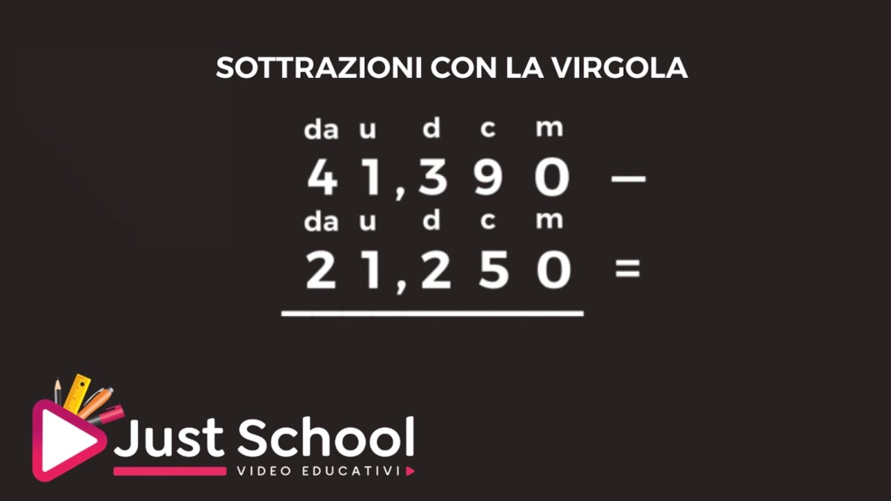 Sottrazioni in colonna con la virgola