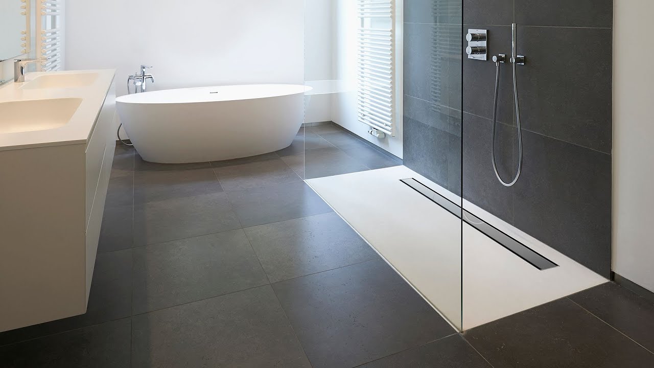 Walk in Shower Trays with End Linear Drain &bull; Wetrooms Design Ltd