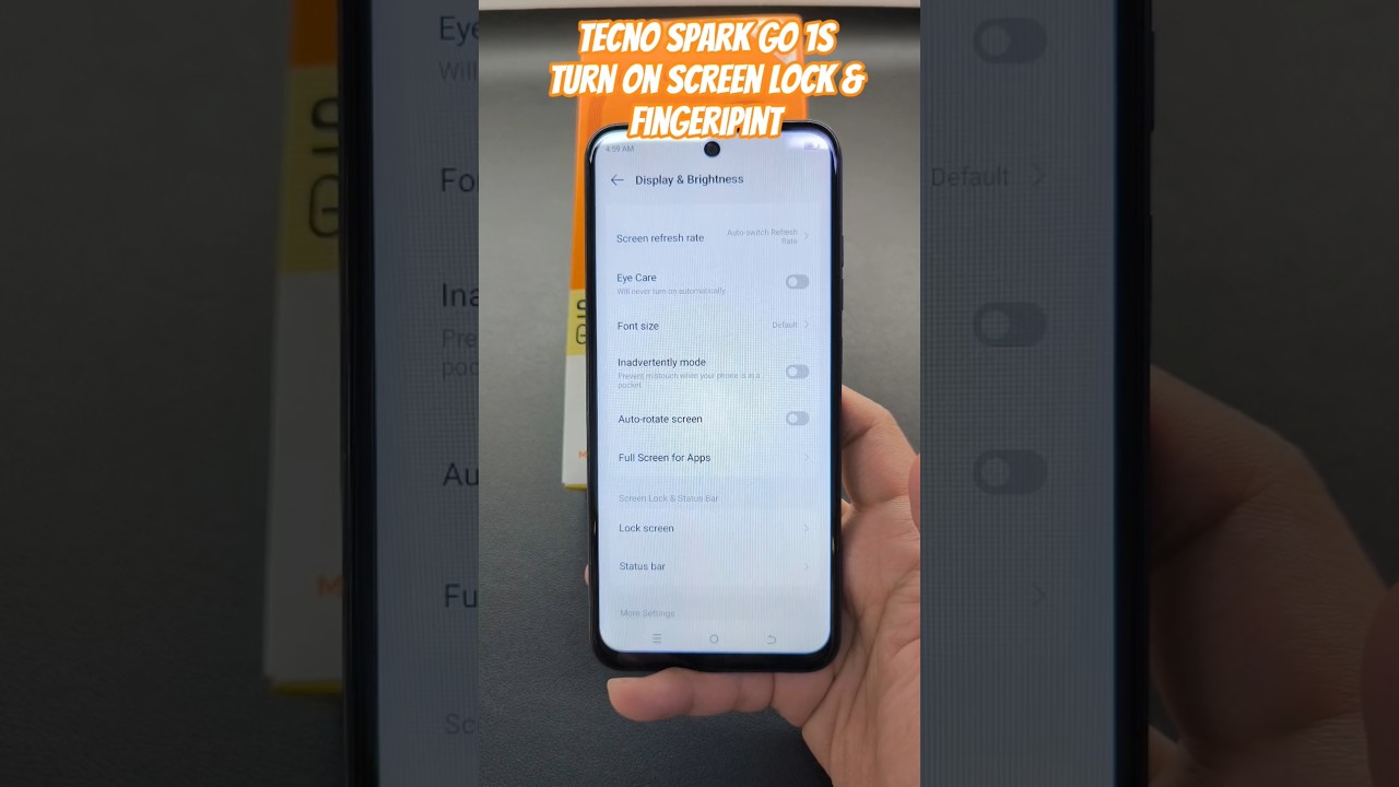 Tecno Spark Go 1s Turn on Screen Lock & Fingeripint