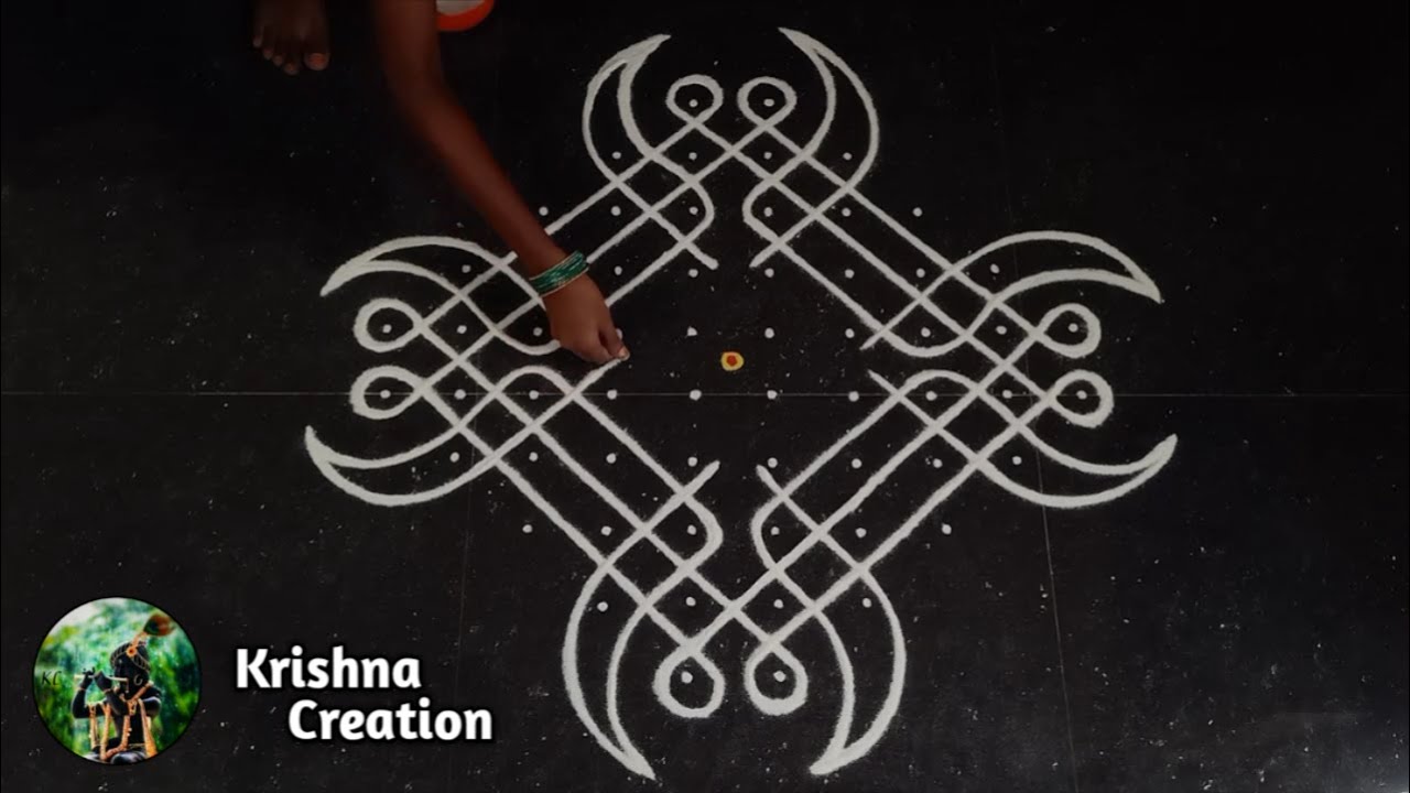 Easy sikku kolam, Kambi kolam | Melikala muggulu | 10x2x2 dot neli kolam | Beautiful Kambi kolam