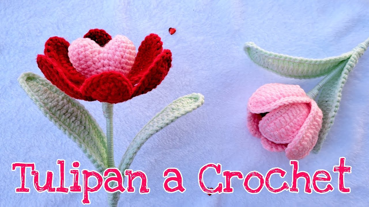 tulipan con corazón, San Valentin 🌷❤️tutorial fácil de hacer.#crochet #tulip