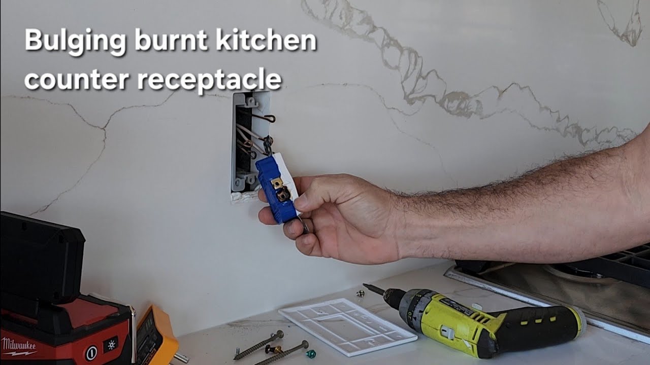 Burnt receptacle at kitchen counter. Electrical issue 