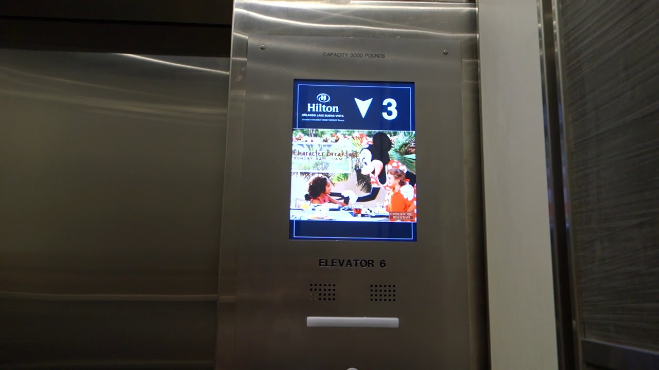 Modernized Otis Series M2 Traction South Elevators at Hilton Disney Springs, Lake Buena Vista, FL