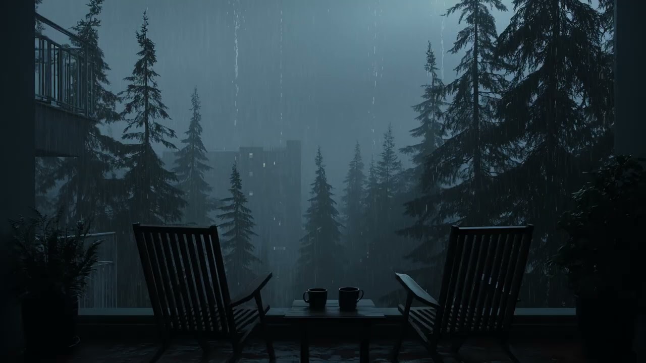 Rain Sounds for Sleeping in RainLoft Cabin | Gentle Rain on A-Frame Window 03 Hours Black Screen