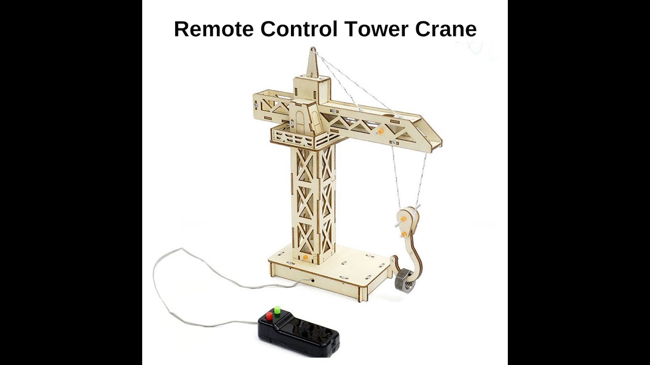 DIY Wooden Remote Control Tower Crane Toy Educational Science Experiment STEM Model Kits for Kid