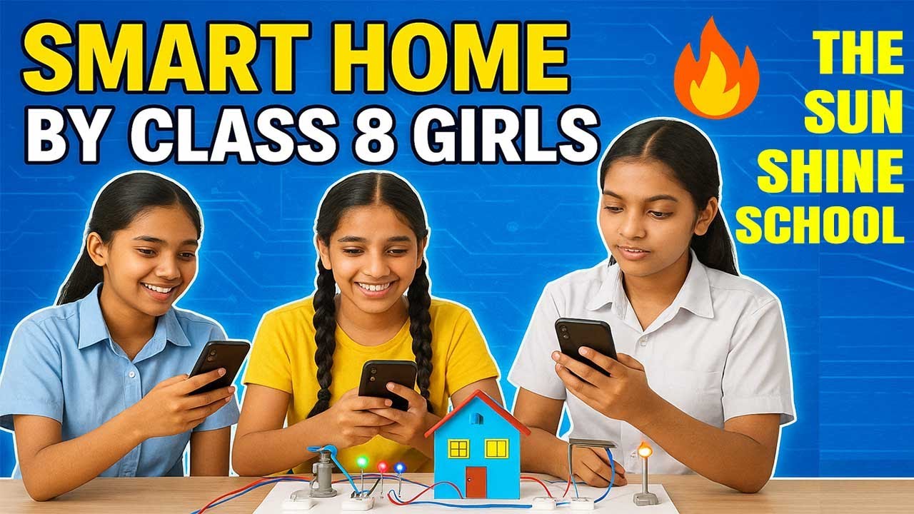 Smart Home Automation by Class 8th Girls 🔥 Mobile Controlled Fan, Lights, Door & More! The Sun Shine