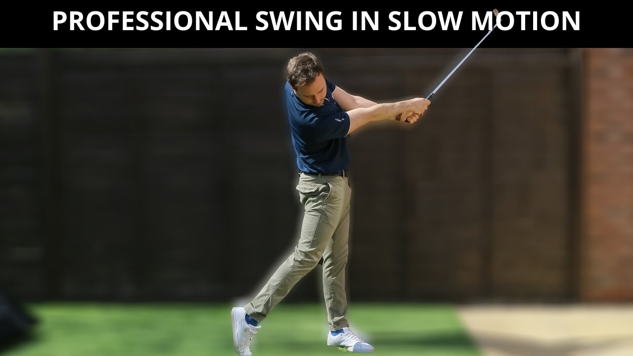 THE PROFESSIONAL GOLF SWING IN SLOW MOTION DOWN THE LINE CAMERA WEDGES, IRONS, FAIRWAY AND DRIVER