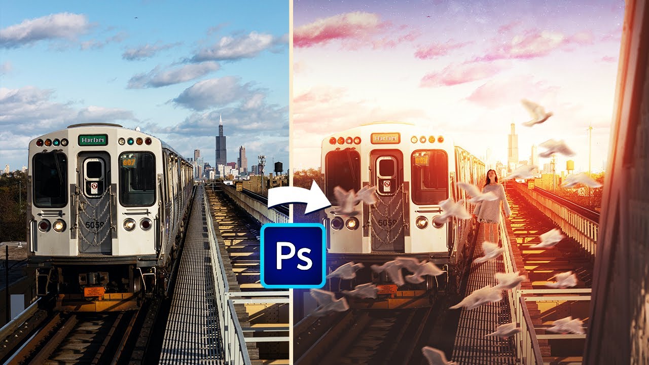 The evening train - ANIME photo manipulation
