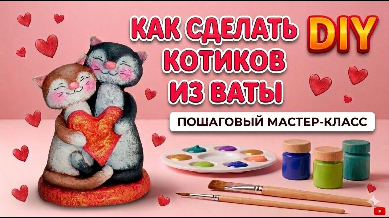 МК Котики из ваты  / Ватная игрушка / DIY cotton wool toy Cat