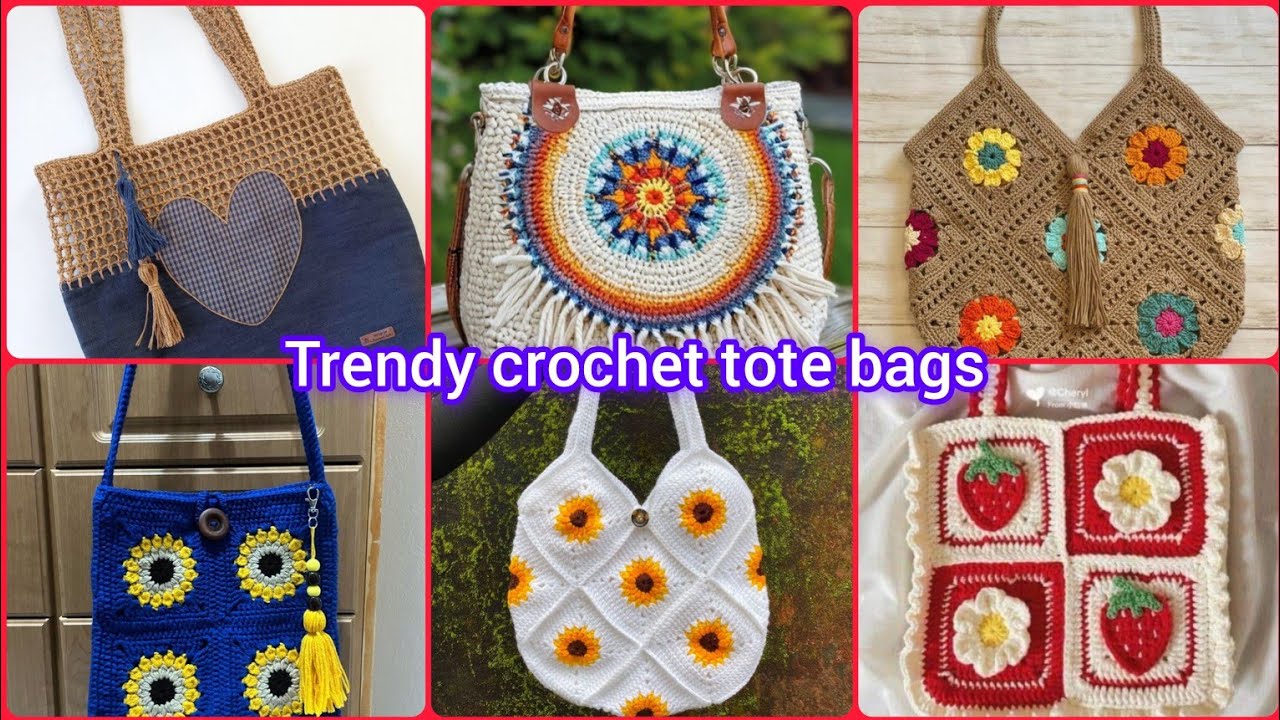 Trendy crochet tote bags