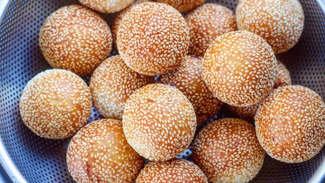 Кунжутные шарики с начинкой из маша