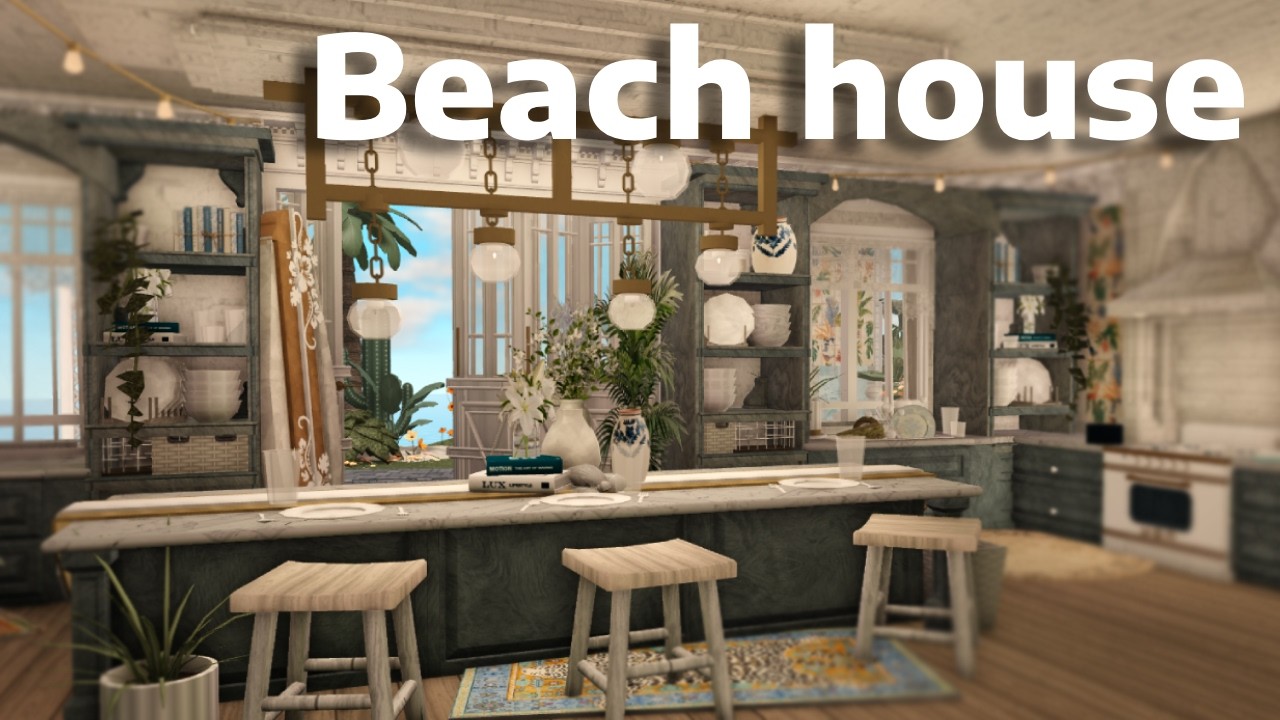 Decorating my 1.6M Tropical Beach House interior in Bloxburg