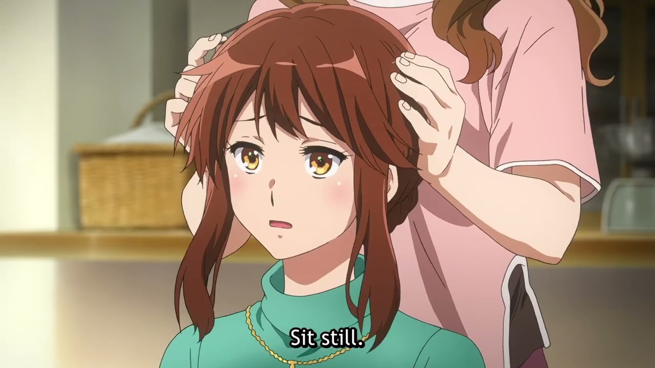 Mamiko is dressing Kumiko up for the concert マミコはクミコをコンサートのために着飾らせています 『響け！ユーフォニアム3』Sound! Euphonium