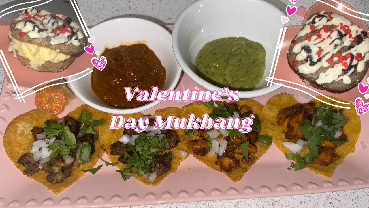 Valentine's Day Mukbang: Heart Tacos & Ice Cream Sanwich